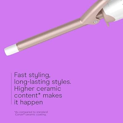 Conair Double Ceramic 12-Inch Curling Iron with Bonus Claw Clip, 12-Inch Barrel Creates Spiral Curls, Hair Curler for Use on Short to Medium Hair, White/Rose Gold