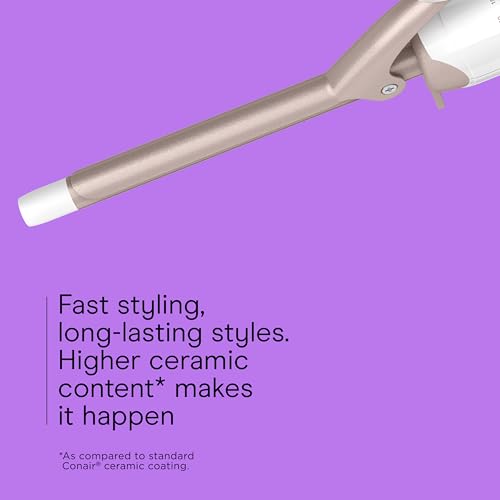 Image of Conair Double Ceramic -Inch Curling Iron with Bonus Claw Clip, -Inch Barrel Creates Spiral Curls, Hair Curler for Use on Short to Medium Hair, White /Rose Gold