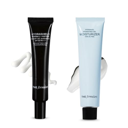 Image of The Formularx AM PM Skincare Routine Duo for Oily, Acne & Fungal Acne-Prone Skin | Hydrashield Vitamin C + Peptide Watery Gel Sunscreen SPF 50 PA++++ for Day Protection + Hydraveil Oil-Free Gel