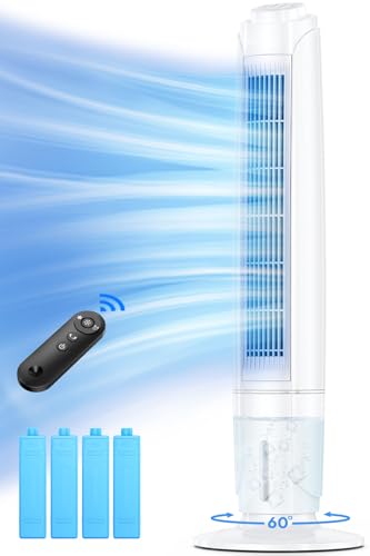 FANCOLE 43-INCH Evaporative Air Cooler, 12H Timer for Auto-Off & 20FT Remote, 1 Gal Water Tank, Portable Air Conditioners w/Cool Mode & 3 Speeds, Wider Oscillating, Air Cooler for Room Bedroom Office