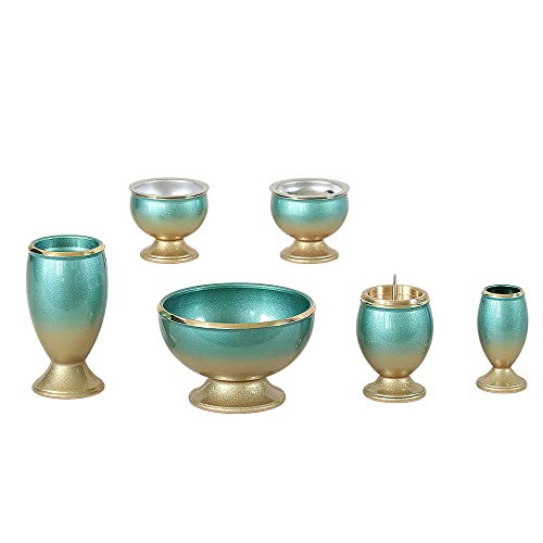 モダン仏具「流星」 グリーンゴールド 6具足 3.0寸 真鍮製 六具足
