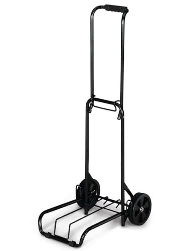 Metal Folding Luggage Cart, Black, Heavy-Duty Steel, 39