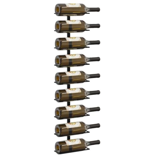 Soporte para botellas de vino negro de hierro de pared miniatura 4