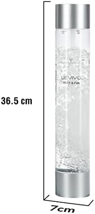 Levivo bottle for Fruit & Fun Water Carbonator Slim, stylish bottle for 1-litre drink, with large opening for filling with fruit, vegetables etc., extra bottle for water carbonator, colour: silver