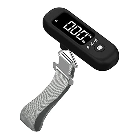 pack all 110 Lbs Luggage Scale, Digital Handheld Baggage Scale, Travel Suitcase Weight Scale with LCD Display, Battery Included, Black Cover