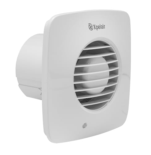 Xpelair DX100BTS Simply Silent Bathroom Extractor Fan with Timer, Adjustable Twin Speed, Ghost Air Movement Technology for Quiet Running, 100mm (4″), Square – Cool White