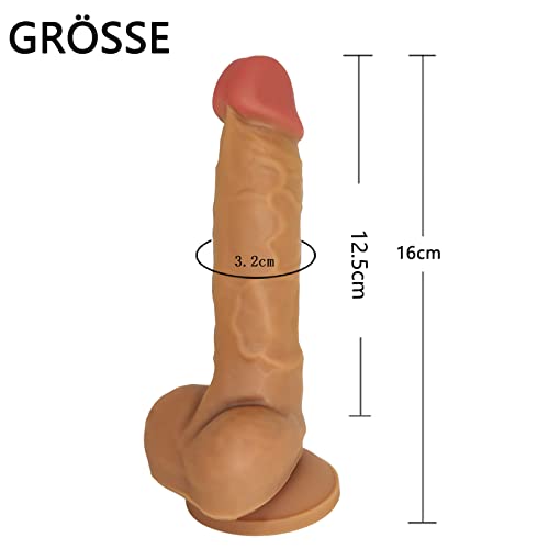 Realistischer Dildo, Klassische Dildo aus Flüssig-Silikon, Penis Nachbildung mit Hoden Analdildo Sexspielzeug mit Saugfuß für Strap On Umschnall-Dildo, Analdildo Real Dong für Frauen und Männer – Bild 7