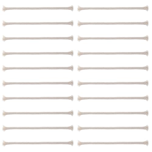 Ouligay Lot de 20 mèches rondes de rechange de 8 mm pour lampe à huile, en coton, pour torches de jardin, lampes à huile, brûleurs à alcool, lampes à...