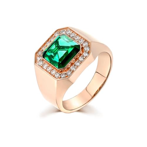 Emerald Men's Ring Sterling Silver 10K 14K 18K Real Gold Customized Green Gemstone Ring for Men Boyfriend Husband Engagement Wedding Anniversary Size 4-163