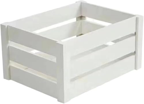 Fiegcit 木箱 収納ボックス 木箱 木製 おしゃれ 小物 ワイン用木箱 ブックキューブ 木製 積み重ね可能 ナチュラルカラー キューブワイン用木箱 ブック 長方形 (ホワイト,36*25*18cm)