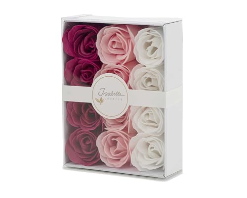 Isabelle Laurier - Luxuriöses Geschenkset mit 12 Baderosen – Badebombe, Konfetti, Rosenblüten, parfümiert, Geschenk für Damen