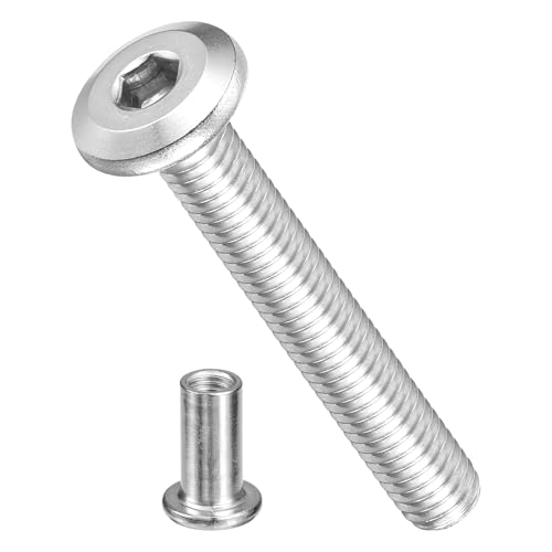 Image of METALLIXITY Crib Screws Replacement Set(M6-1x40mm) 30Pcs, Stainless Steel Connector Bolts M6 Screw Barrel Nuts Binding Screws, for Chair Cabinet Bed, Silver