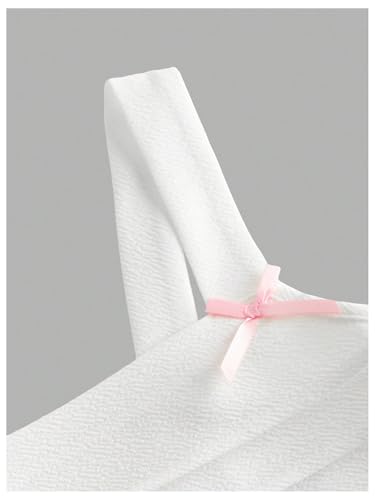 OYOANGLE Girl's Cute Bow Ruched Tank Top Square Neck Sleeveless Fitted Summer Cami Tops3