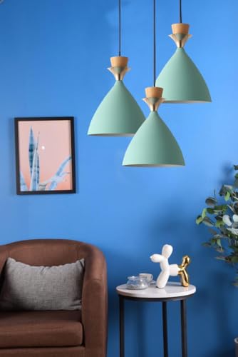 Image of GreyWings Modern Aqua Blue Dome Hanging Pendant Light for Ceiling, Aluminium, Antique Decor, E-27 Holder,Bulb is not Included, Pack of 1