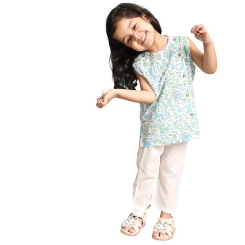 Image of POLKA TOTS Pure Cotton New Born Dress | Ultra-Soft, Breathable & Lightweight Sleeveless Jhabla Pant Set for Baby Boys & Girls | Baby Summer Clothes | Traditional Jabla & Pyjama Set for Newborns
