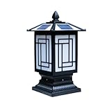 YGZPALH 1 Paquete Lámparas Pilar Industriales Chinas Con Energía Solar, Iluminación LED Para Postes Cerca Bronce Antiguo, Lámpara Con Linterna Acrílica, Luces Solares Europeas Para Césped Jardín