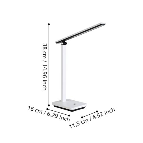 Eglo Iniesta Lámpara de mesa led recargable, lámpara táctil y regulable para mesilla de noche. Lámpara de escritorio con función de carga USB, plástico blanco y negro, blanco cálido-blanco frío - imagen 3
