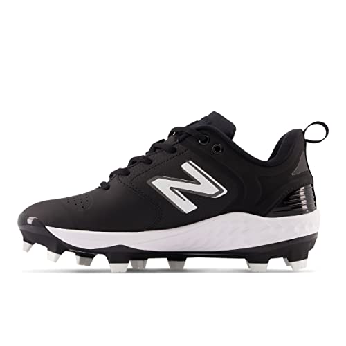 New Balance Women's Fresh Foam Velo V3 Molded Softball Shoe, Black/White, 5 Wide US