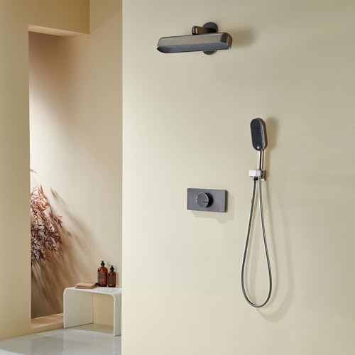 Ensemble de douche 450x80mm mural avec douchette à main 3 modes - 3