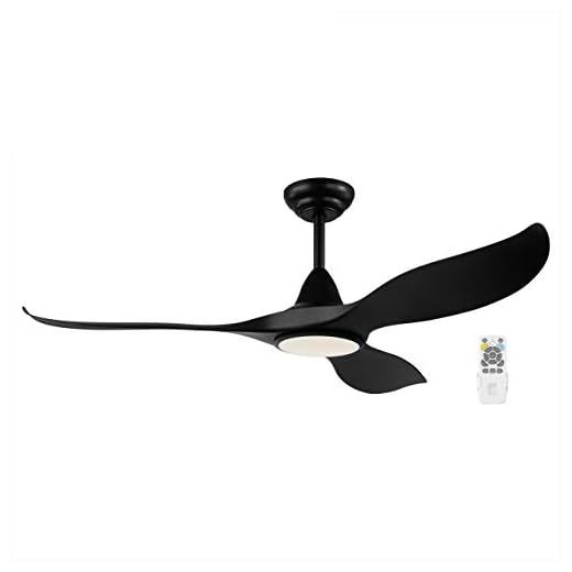 EGLO takfläkt CIRALI 52, trebladsfläkt med belysning, sommar-vinter drift, färgbyte kallt-varmvitt, dimbar, högkvalitativ ABS-plast, svart matt, DC-motor, tyst, Ø 132 cm
