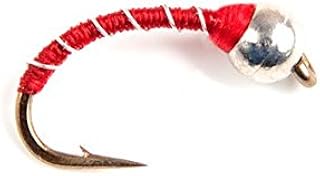 Red Zebra Midge Tungsten Bead Head Fly Size 16 (One Dozen)