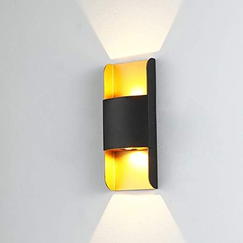 10W LED Up/Down Outdoor/Indoor Gate Door-side Garage Wall Sconces Light Fixture Waterproof IP65 Black+Gold Warm White