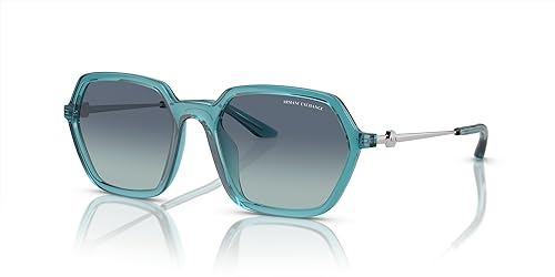 Armani Exchange A|X AX4139SU Universal Fit Sunglasses, Shiny Transparent Petrol/Azure Gradient Dark Blue, 52 mm2