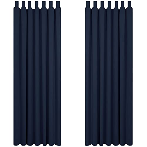 Deconovo Lot de 2 Rideaux Occultants Thermique Anti Froid Rideaux Isolant Phonique à Pattes 140x200cm Rideaux Chambre Adulte Bleu Marine