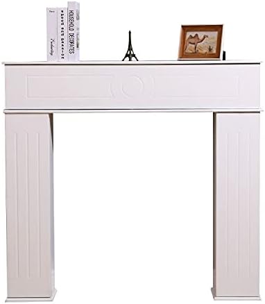 Kingwudo® Wooden Fireplace Console Tables Mantelpiece Fireplace Surround Edge Storage Unit 3 Drawers White/Grey (White)