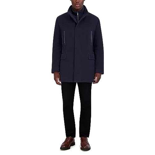 Image of Cole Haan mens Full Zip Wool Plush Car Coat