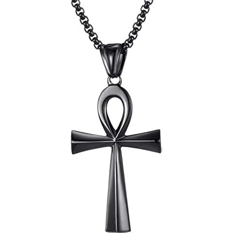 Stainless Steel Necklace for Men and Women Coptic Ankh Cross Pendant for Chain Cover