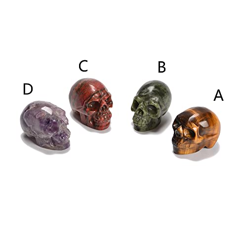 JM Design Natural Gemstone Crystal Hand Carved Halloween Skulls Size 2'' Sold by Piece2