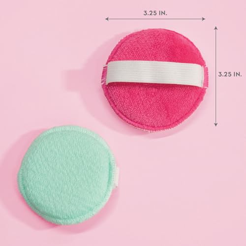 S&T INC. Face Scrubber, Dual-Sided Face Exfoliator with Elastic Strap, Facial Cleansing Pads and Makeup Remover, 3.3 Inch Diameter, 2 Pack, Teal and Pink
