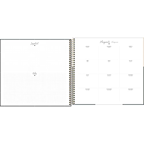 Planner Espiral 29 x 27,5 cm West Village Permanente - Estampa Fundo preto com quadriculado - Tilibr