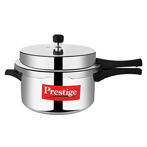 Image of Prestige Popular Aluminium Pressure Cooker, 7.5 Litres, Silver & Prestige Aluminium Omega Select Plus Residue Free Non-Stick Heavy Gauge Square Tawa, 30 cm, Black
