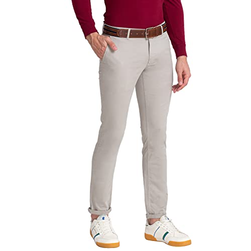 Image of Parx Men's Cotton Blend Rfd Pattern Low Rise Tapered Fit Flat Front Casual Trouser