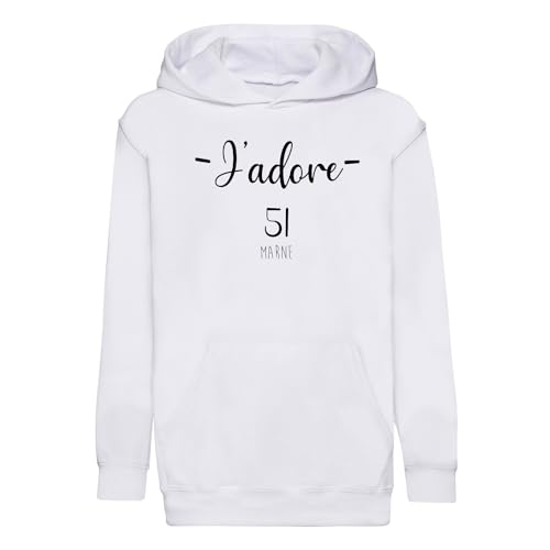 Hoodie enfant J'adore 51 Marne sweat premium en coton doux de Châlons-en-Champagne
