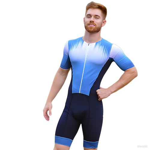 Men's Triathlon Skinsuit - Lightweight Breathable Short Sleeve Full Body Suit Trisuit Triathlon Men XS-3XL
