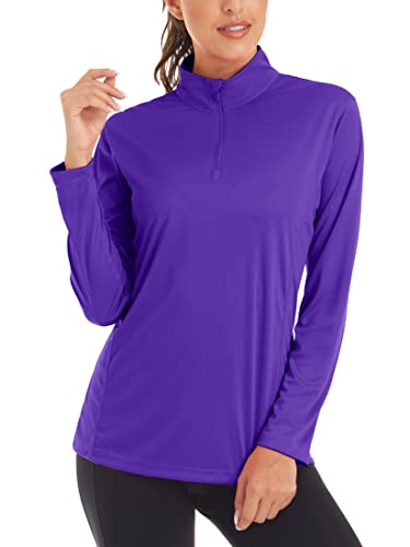 Magcomsen Sun Shirt Running Shirts For Women Long Sleeve Shirts For Women Athletic Shirts Performance T Shirts Summer Tops For Women Rash Guard Shirt Purple #TOP4