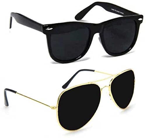 Image of UV-Protected Unisex Wayfarer And Aviator Combo Pack Of 2 Sunglasses