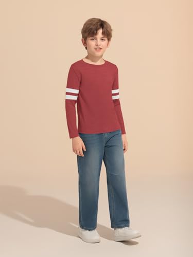 Image of Haloumoning Boys Long Sleeve Shirts Kids Crewneck T Shirts Casual Striped Tops Tees 5-14 Years
