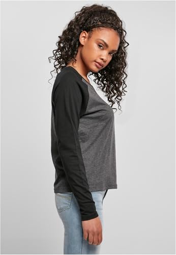 Urban Classics Ladies Contrast Raglan Longsleeve Donna Maglia Maniche Lunghe Carbone/Nero 3XL - 10