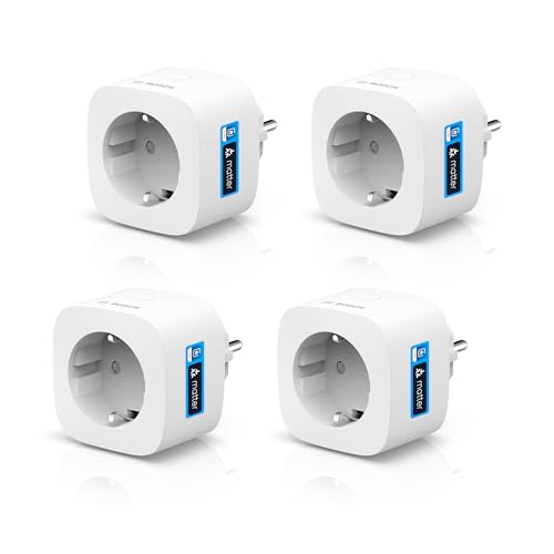 Bosch Smart Home Zwischenstecker kompakt [+M], smarte WLAN Steckdose, App steuerbar mit Energiesparfunktion, Nutzung im Bosch Smart Home System oder herstellerübergreifend in Matter Systemen, 4er-Set