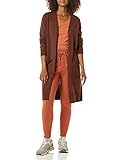Bequeme, fließende Passform Amazon Essentials Damen Leichter Strickjackenpullover, Länger Geschnitten (Erhältlich In Übergröße), Braun, M