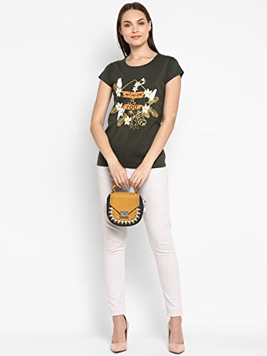 Image of Modeve Women Printed Cotton Blend Half Sleeve Round Neck T-Shirt for Summer