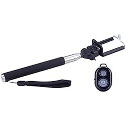 Baston De Selfie Con Control NK NK-BS3053-CR - Palo Selfie con Control Remoto Bluetooth (220-1000mm, Alcance de 10 Metros, Android/iOS) Negro