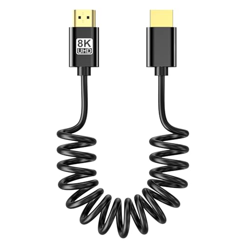 Image of Verilux HDMI Cable 2.1 with Spring, 8k@60Hz, 4k@144Hz, 2K@144Hz UHD Resolution, HDMI 2.1 Cable Supports Audio & Video for Synchronous Transmission for Monitors Gimbals and Video Use