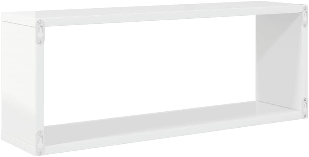 Wall Shelf Set of 2, High Gloss White Engineered Wood, 23.6" Floating Ledge Shelves for Living Room, Bedroom, Bathroom Decor