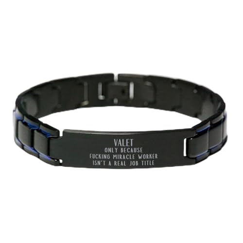 Christmas Valet Adjustable Metal Bracelet Valet Only Because Fucking Miracle Worker Isn't a Real Job Title, Sarcastic Valet Birthday Engraved Gifts for Colleague