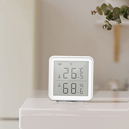 Henniu Sensor de umidade de temperatura inteligente WiFi Compatível com Alexa Higrômetro digital sem